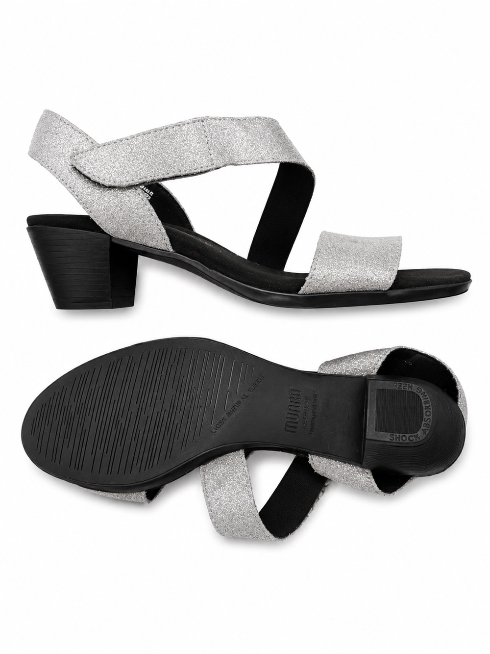 Munro Lucia Gunmetal Leather Double-Strap Slingback Sandals - Picture 2 of 2